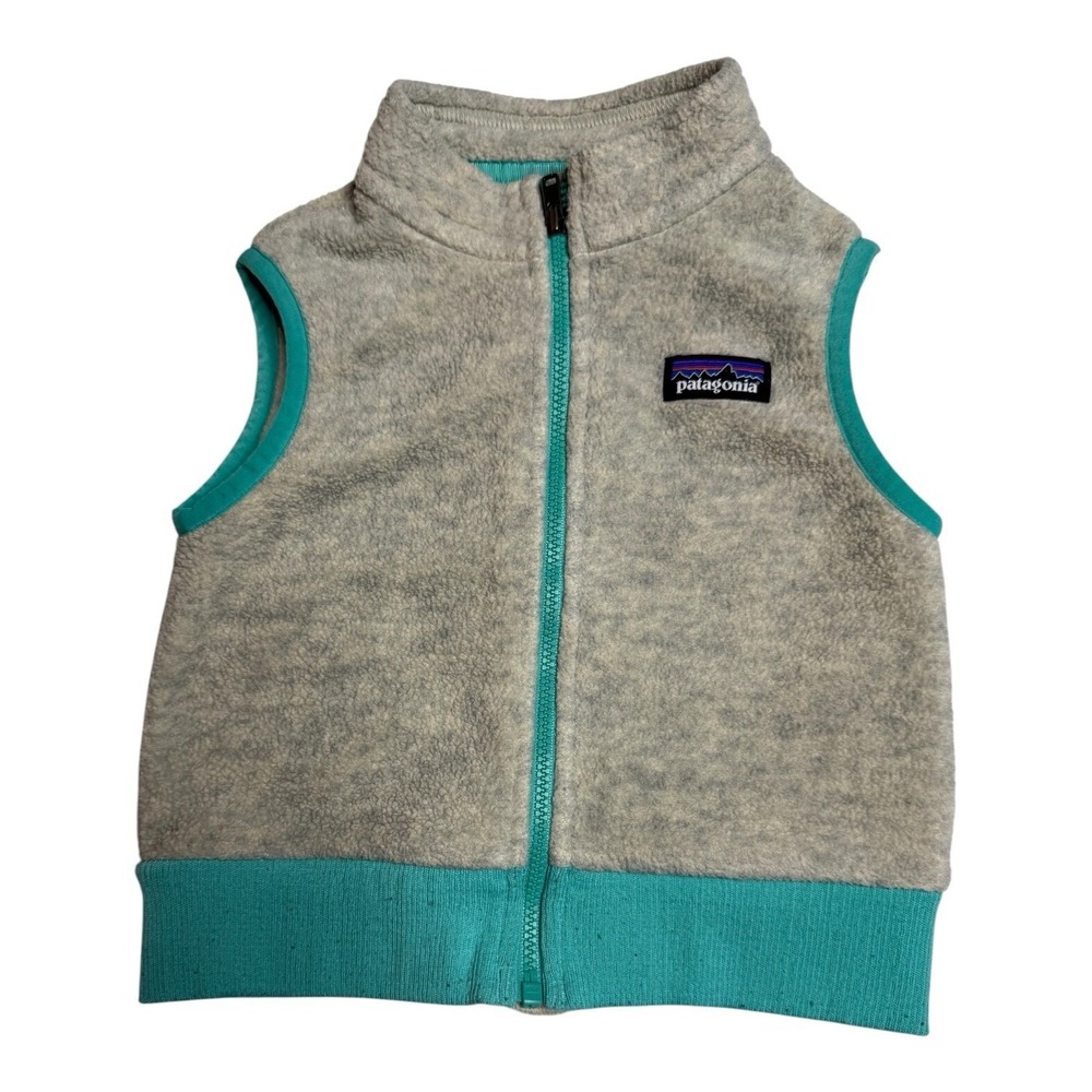 Baby Sz 6/12 Month Patagonia Synchilla Fleece Vest Gray Green